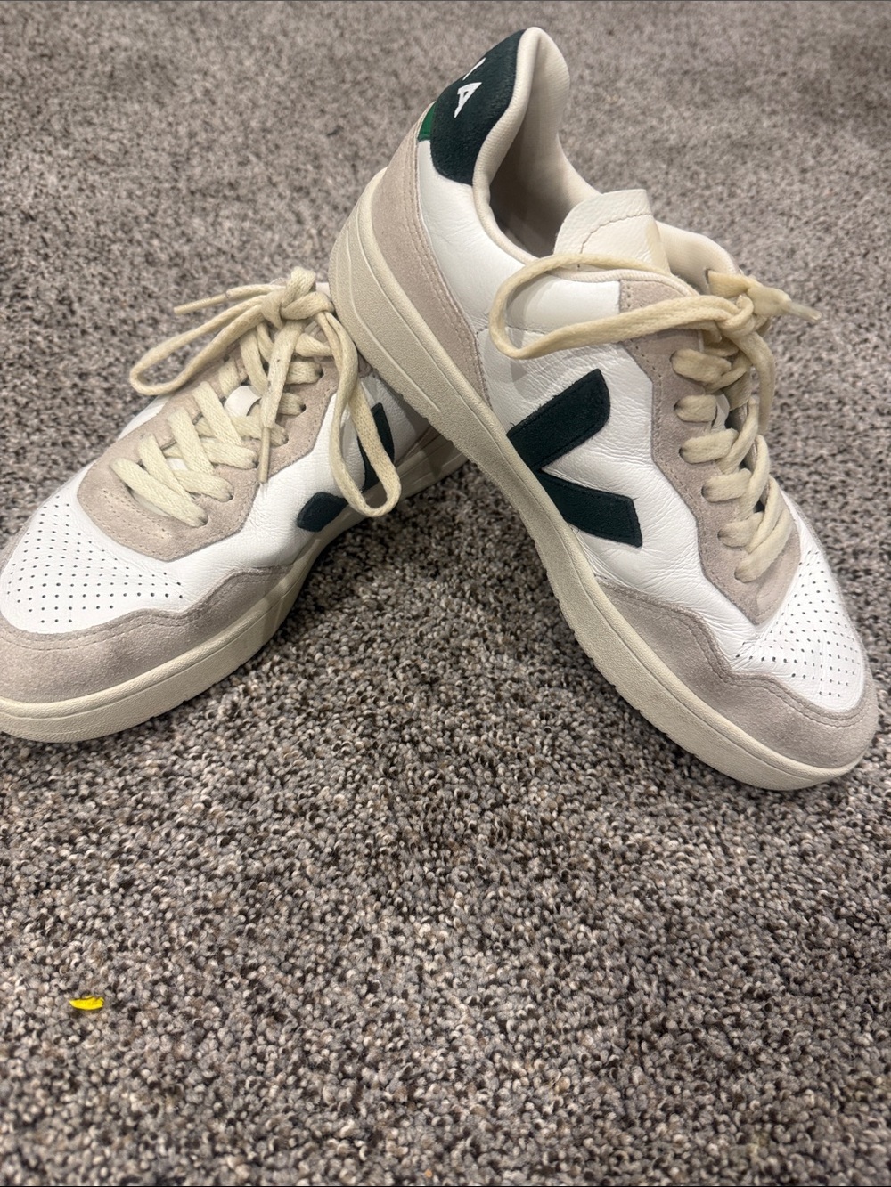 Veja Men's & Women’s Low-Top Sneakers in White, Cream & Dark Green